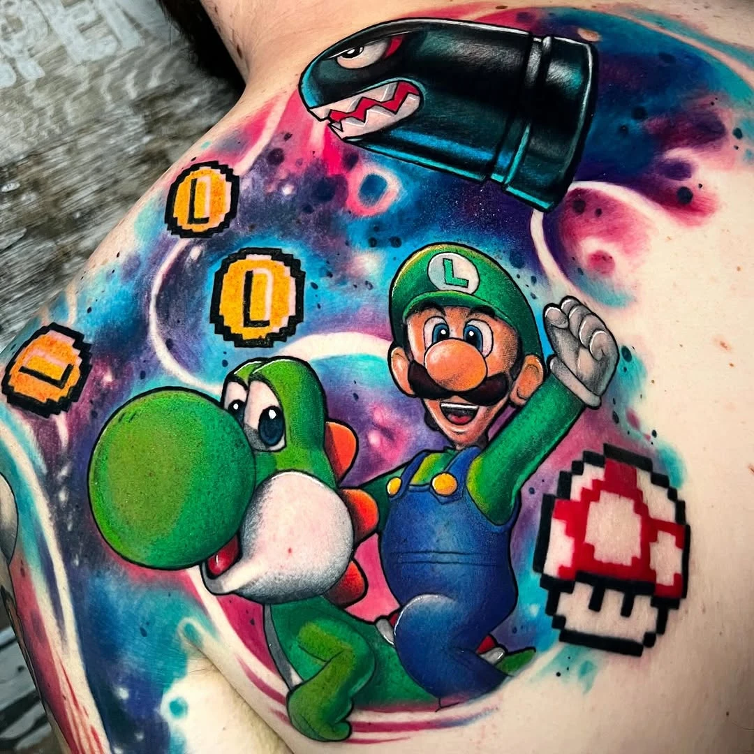 Using: @masttattoo.official @dragonhawkofficial Grazie @simobrt__ 🙏 #mariobrostattoo #mariobros #tattoo #supermariobros #nintendo #ink #inked #nintendotattoo #supermario #mariobross #tattoos #supermariotattoo #tattooartist #tattooart #art #colortattoo #geek #gamertattoo #mariobrosparty #mario #tatu