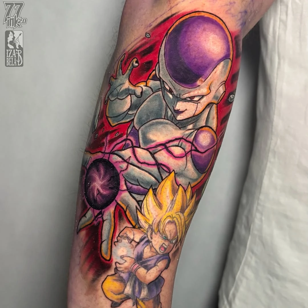 Początek rękawa DB 🐉 Zapisy: iza.baginska.art@gmail.com • Dragon Ball • Frieza • Anime Tattoo • Tatuaż • Kolorowy Tatuaż • Dragon Ball Z • Tatuaż Warszawa •