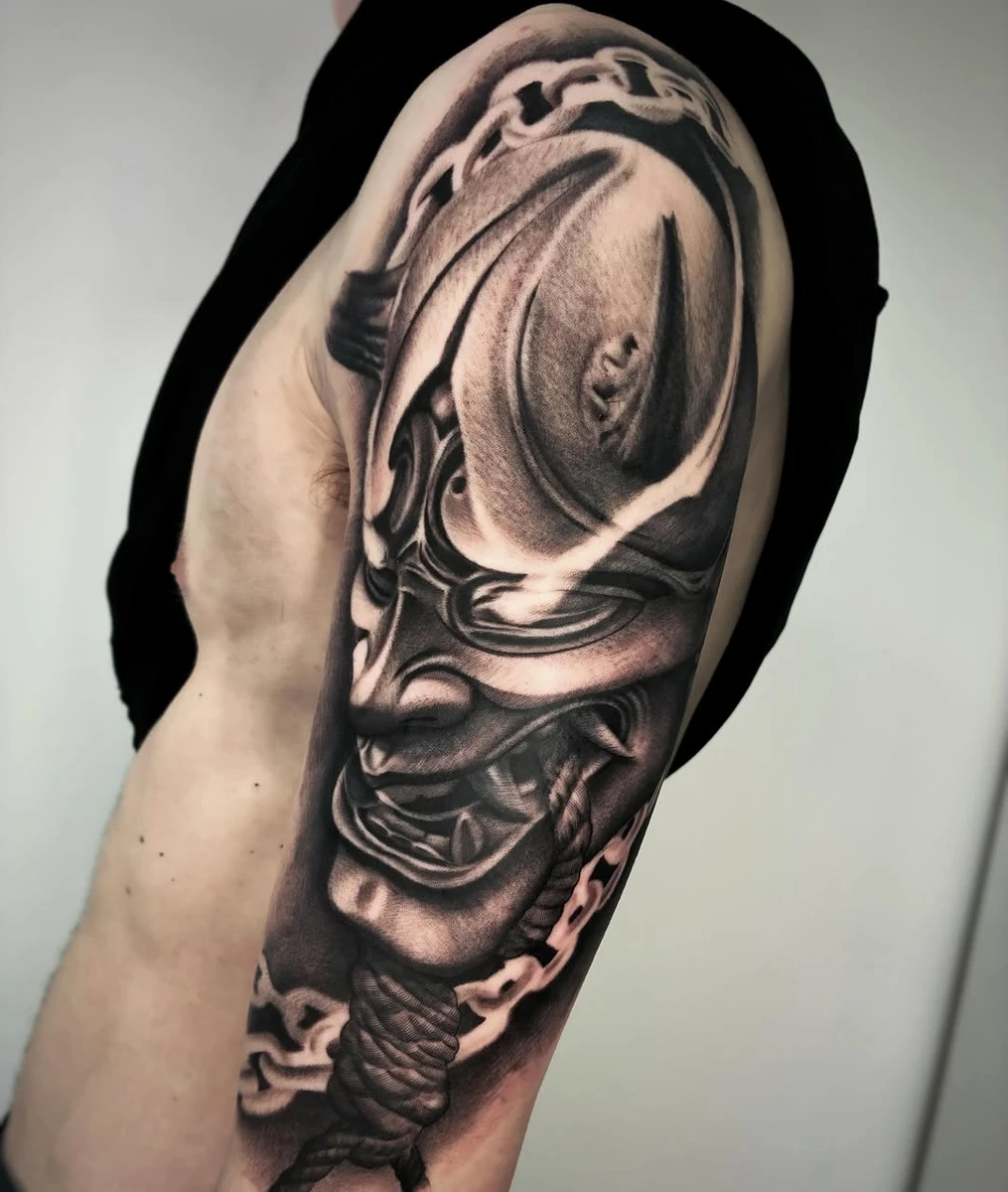Début du bras complet de Kelian !! 👺 Merci à toi de m'avoir laisser carte blanche pour ce projet ça va être fou !! #tattoo #japanesetattoos #realismtattoo #lillemaville #lilletattoo