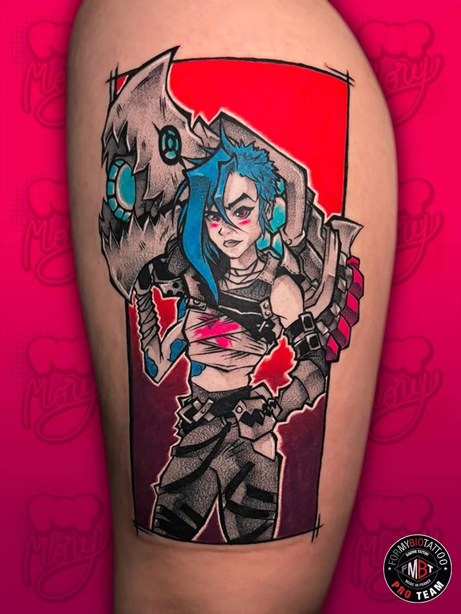 Jinx 🐵 Merci encore d'être venue de si loin malgré les inondations, c'était un vrai plaisir de te tatouer ce projet.