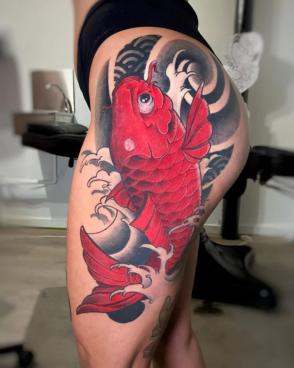 Carpe koï, irezumi / néo-japonais.