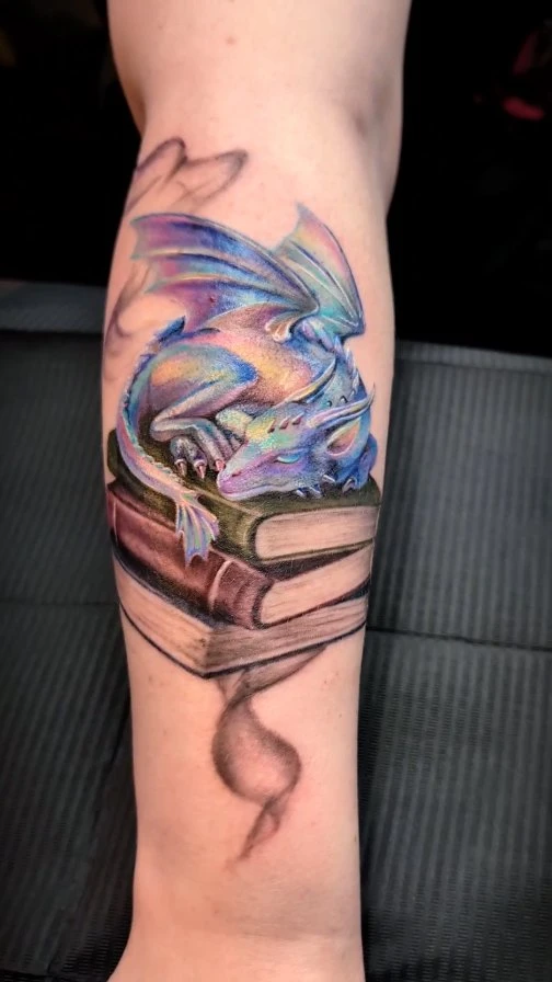 Dragon endormi iridescent, couleur — pour Andrea.