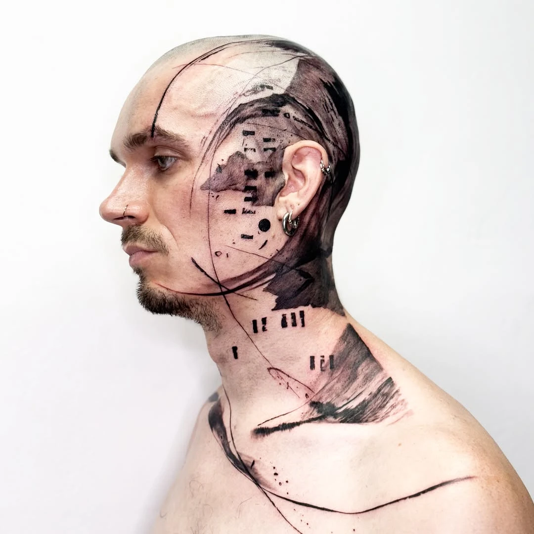 JEREMY 🤍 « Abstract » Merci infiniment Jeremy pour ta confiance et cette belle séance ensemble! Je suis très content du résultat. #tattoo #facetattoos #art #abstract #ink