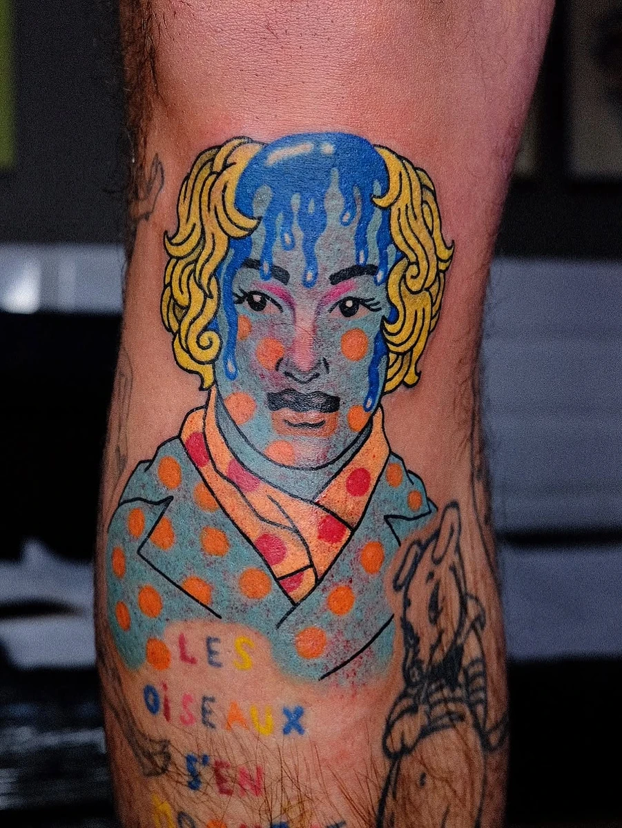 Portrait de l'artiste Leigh Bowery mélangeant deux de ses looks. 📍Toulouse : mon agenda pour Mai est ouvert 📍Montluçon : je reviens du 19 au 23 Mai @atelier8_montlucon My schedule is open for May in Toulouse #toulouse #toulousetattoo #tatouagetoulouse #tatouagejaponais #brinditattoo