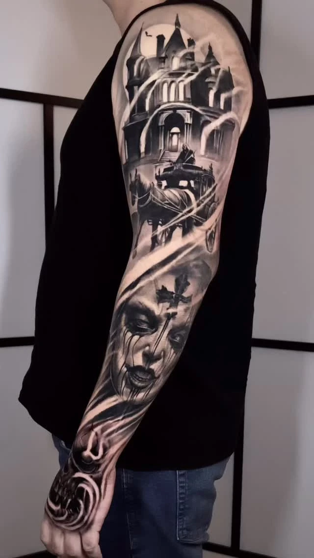 Bras complet black &amp; grey réaliste — merci Mathieu pour ta confiance.