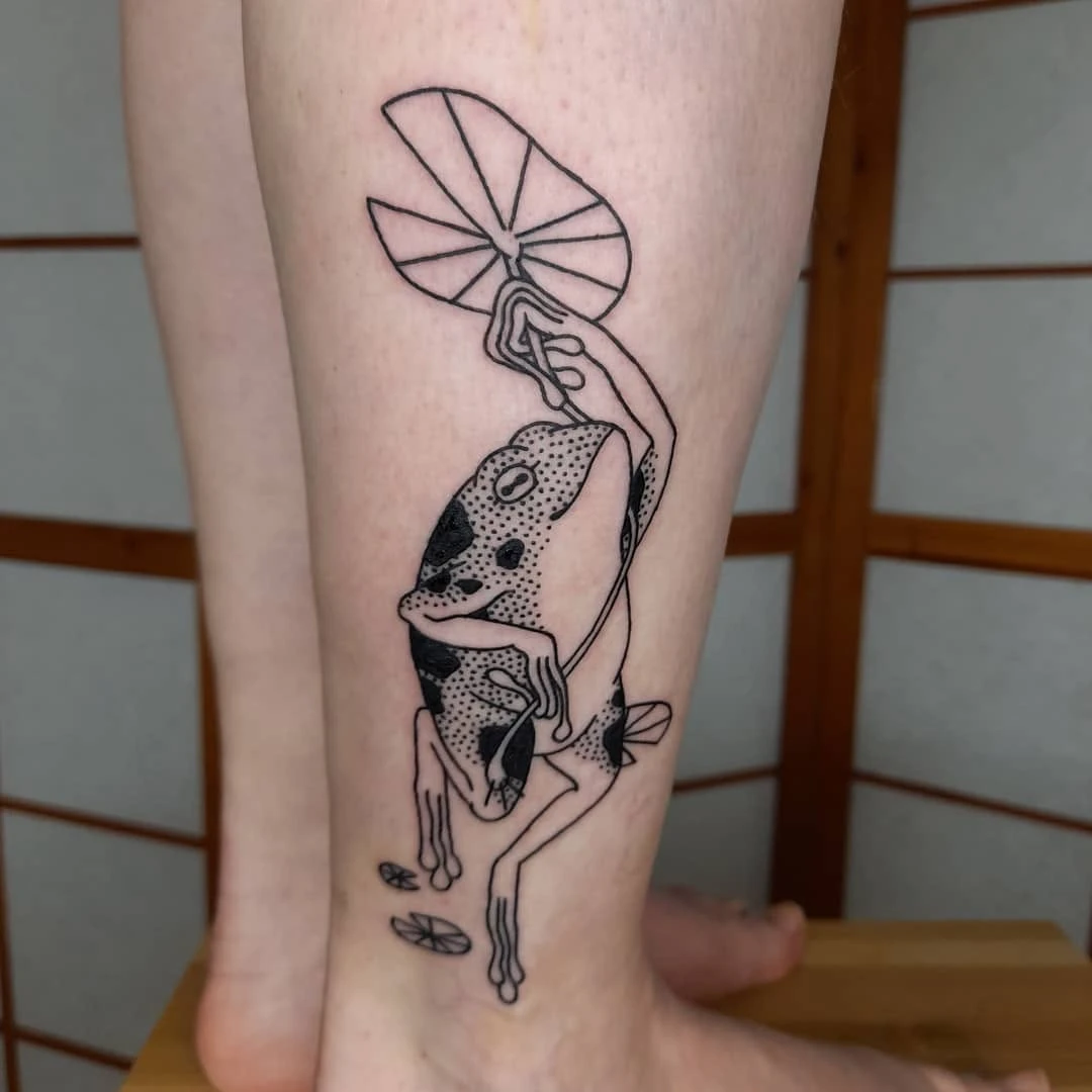Deuxième tattoo pour ma maman 🌛 axolotl cicatrisé depuis 1 an et demi !