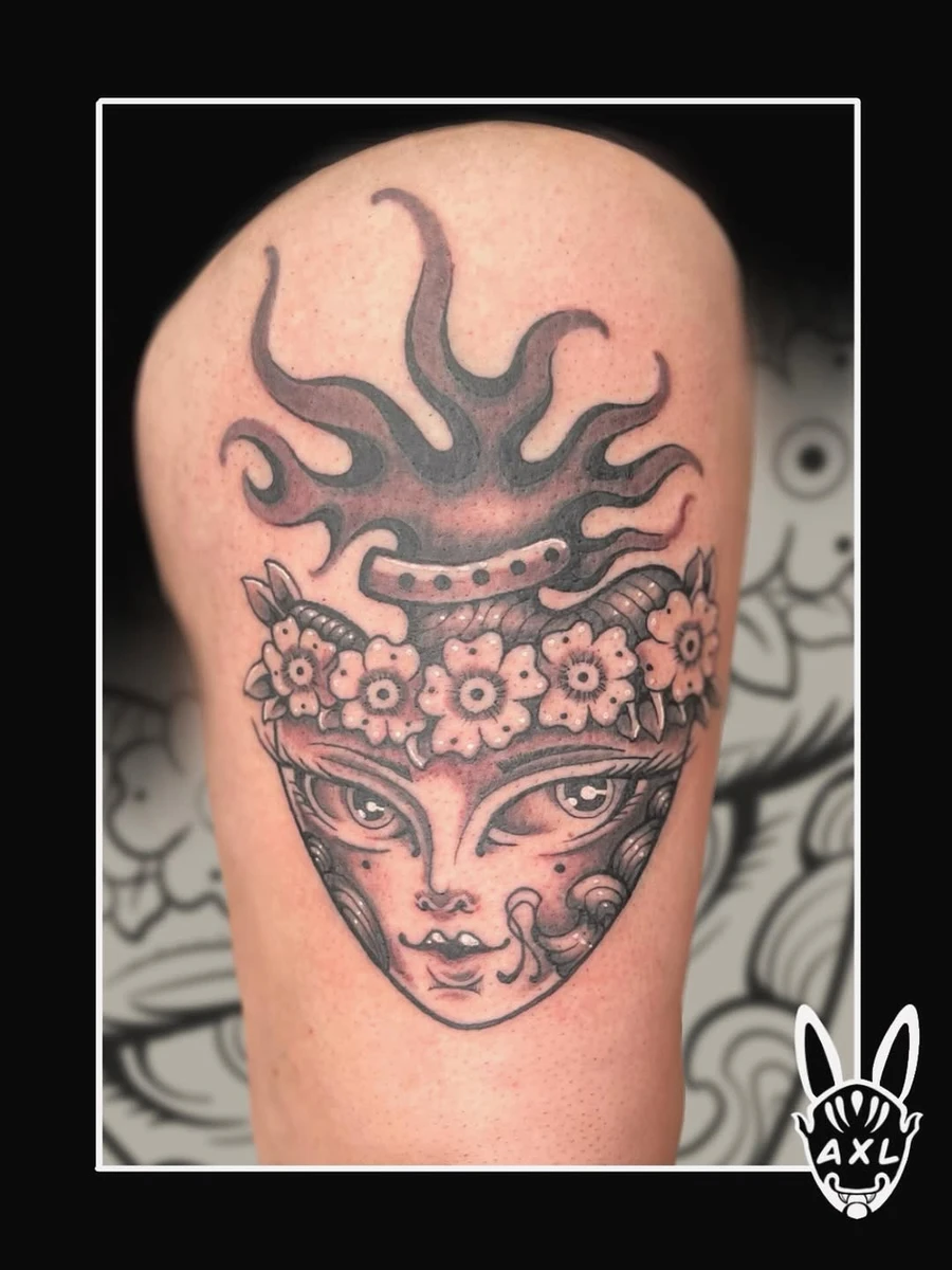 Réalisé lors de la convention de Rochefort, l'adaptation tattoo d'une de mes peintures.