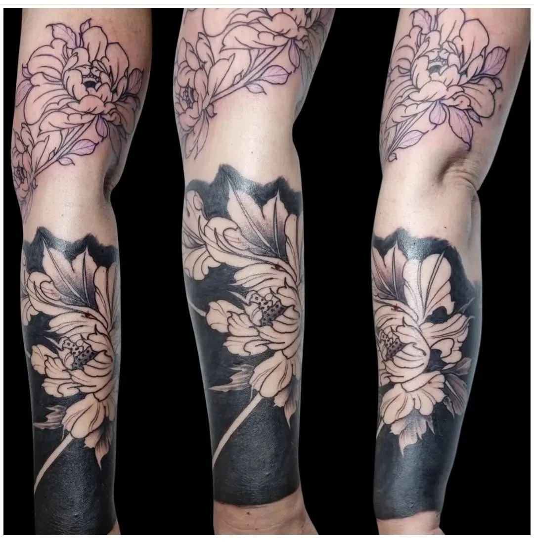 #tattoo #crossover #florale #fullBlack