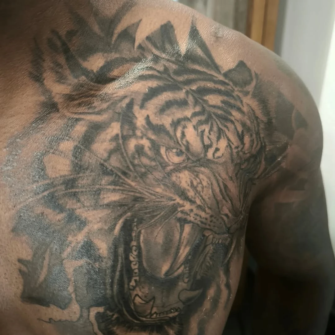Cover d'erreur de jeunesse .. La suite prochainement..... #lion #coveruptattoos #blackandgreytattoo #abraxassaintpierre @chickentatoo