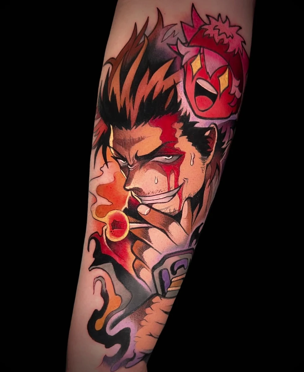 YAMI from Black Clover 🍀♉️ ! J'ai adoré représenter ce perso qui a beaucoup de charisme ! Toujours cool de pouvoir tatouer des personnages un peu inédit 🤩 #blackclover #animetattoo #tatouage #manga #colortattoo