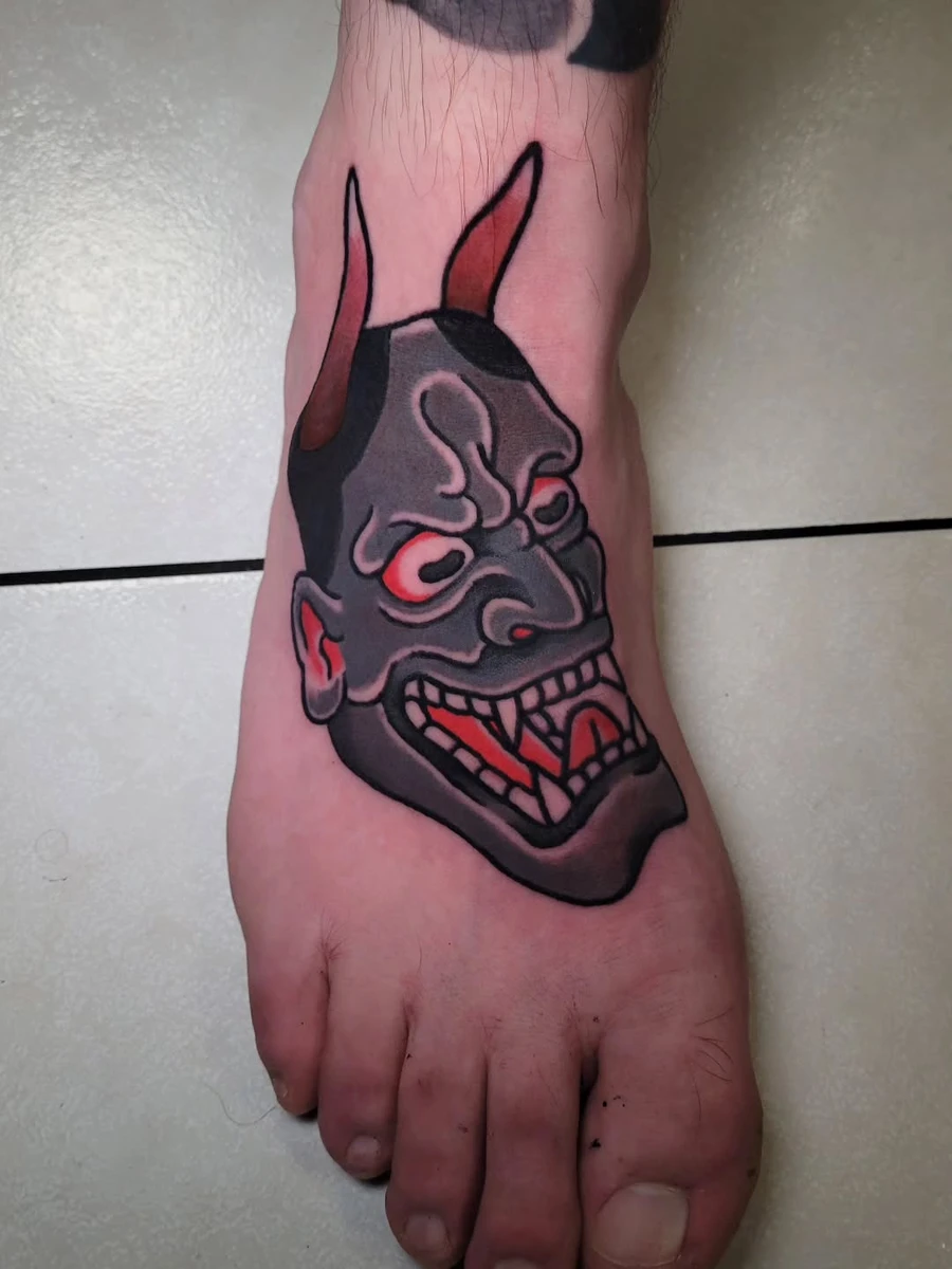 Hanya on the foot, thank you Thomas ! Made at @halfwolftattoo #foottattoo #hanyatattoo #hanya #irezumi #montpellier