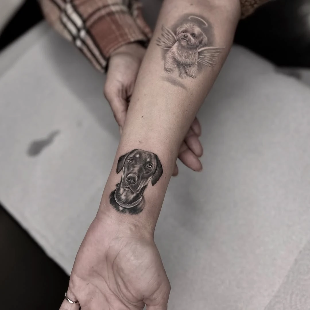 Venüs & Maya 🖤🤍 Life and memories (R.I.P) #ilyasargin #argtattoogallery #dogtattoos #portraittattoos #tattoos